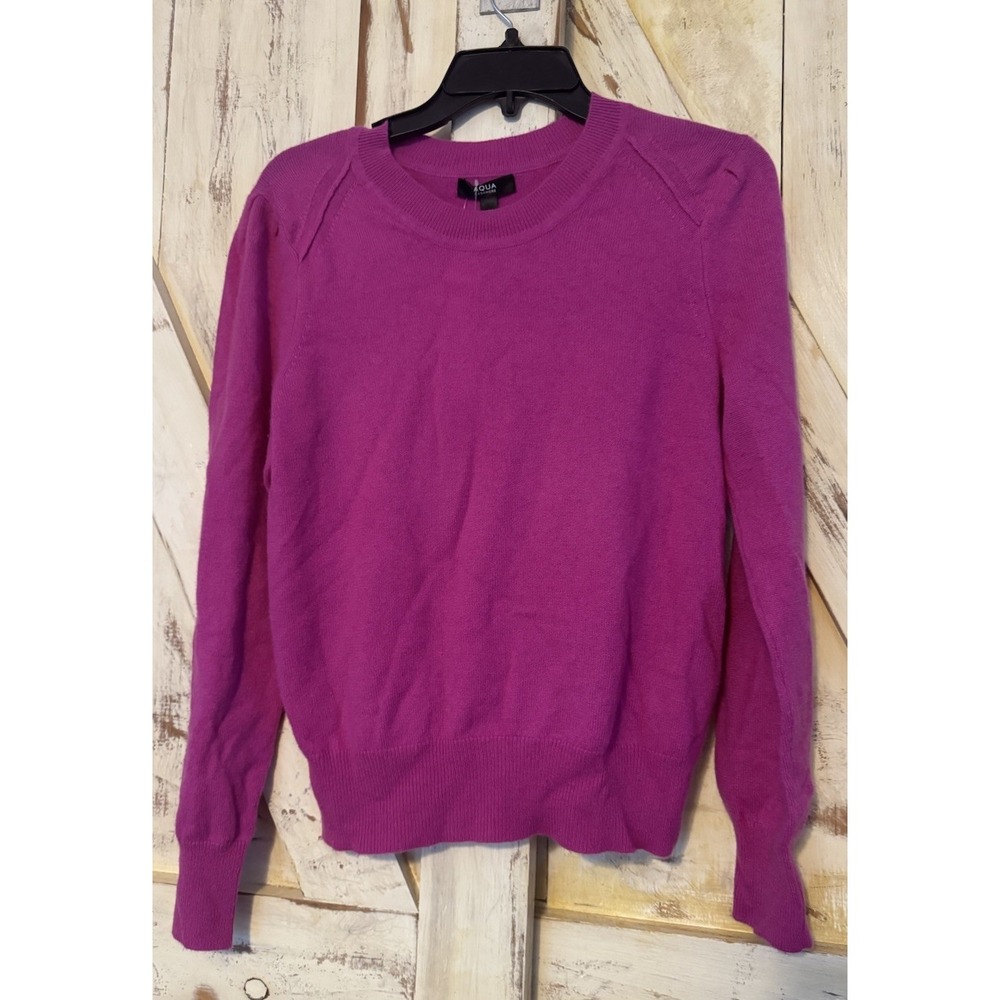 Aqua Cashmere Crew Neck Pink 100% Cashmere Long Sleeves Sweater NWT
